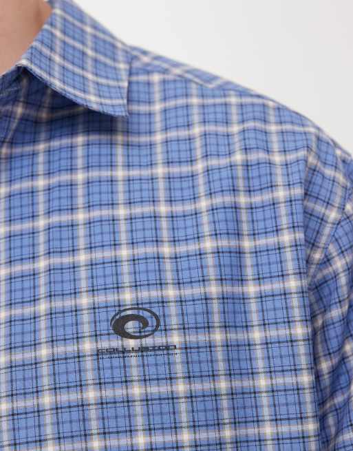 COLLUSION long sleeve plaid shirt in blue