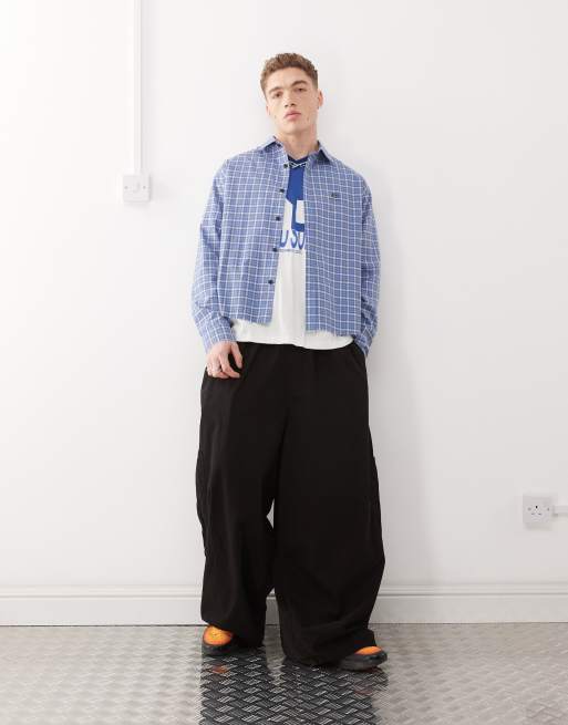 COLLUSION long sleeve plaid shirt in blue