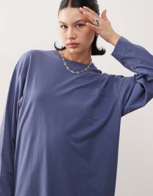 COLLUSION LONG SLEEVE RELAXED GRAPHIC WASHED T-SHIRT 