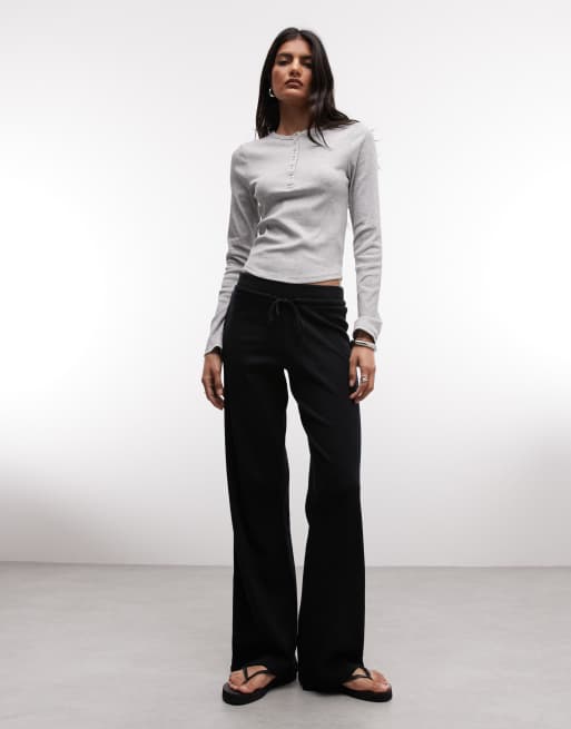 COLLUSION long sleeve rib henley top in grey marl, 2 of 4