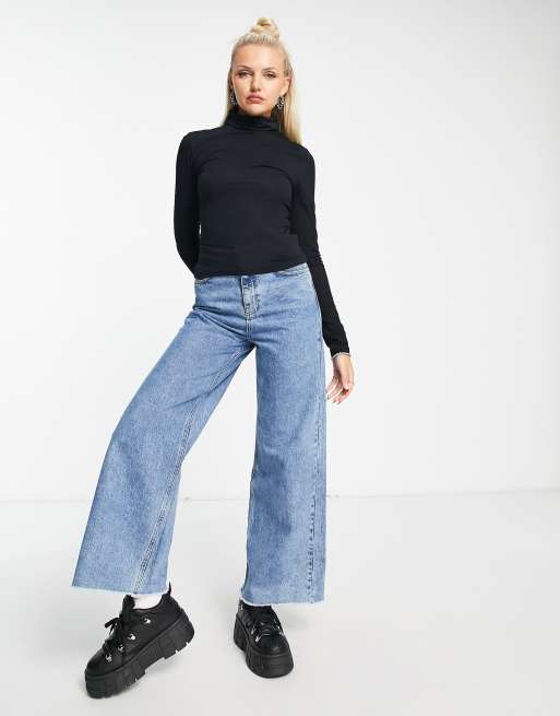 COLLUSION long sleeve roll neck top in black , 2 of 4