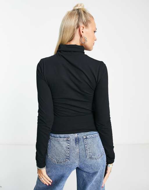 Black long sleeve outlet roll neck top