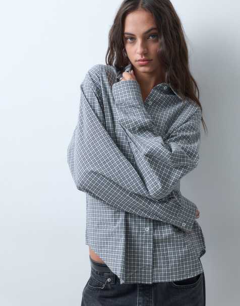 COLLUSION long sleeve shirt in gray check - view 1