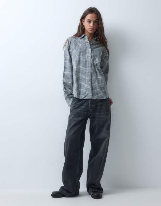 COLLUSION long sleeve shirt in grey check, 2 of 5