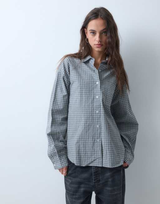 COLLUSION long sleeve shirt in grey check, 4 of 5