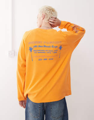 Collusion Long Sleeve Skater Fit T-shirt In Orange