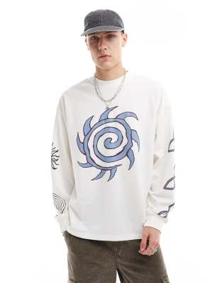 Collusion Long Sleeve Skater Fit T-shirt With Abstract Prints