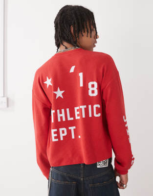 Collusion Long Sleeve Skater Fit T-shirt With Athletic Print
