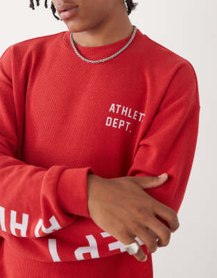 COLLUSION Long sleeve skater fit T-shirt with athletic print in red