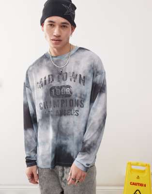 Collusion Long Sleeve Skater Mesh With Gray All Over Print And Graphic