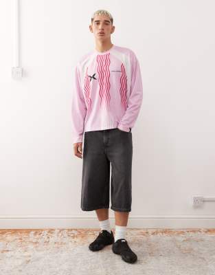 Collusion Long Sleeve Soccer T-shirt In Pink