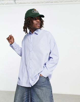 COLLUSION long sleeve stripe shirt in light blue