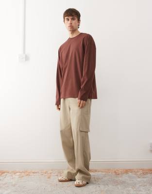 Collusion Long Sleeve T-shirt In Brown