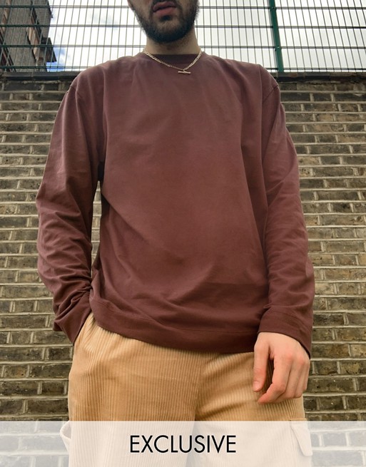 COLLUSION long sleeve t-shirt in brown