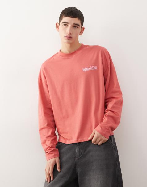 COLLUSION Long sleeve t-shirt in burgundy with graphic - view 1