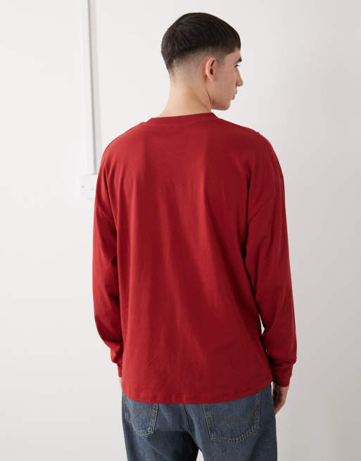 COLLUSION long sleeve t-shirt in burgundy, 3 of 5