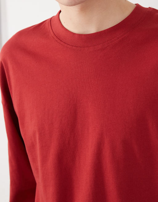 COLLUSION long sleeve t-shirt in burgundy, 5 of 5