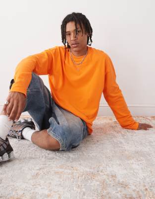 Collusion Long Sleeve T-shirt In Orange