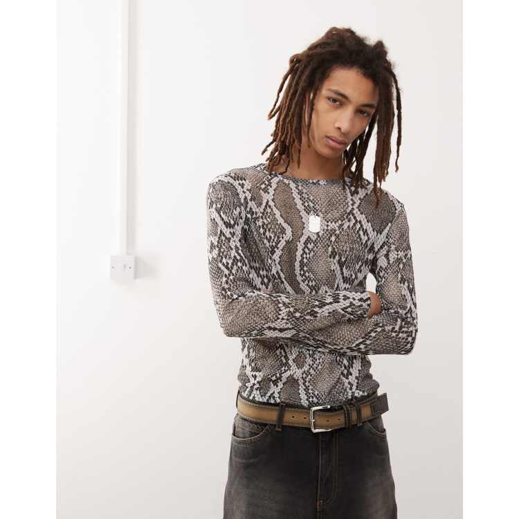 COLLUSION long sleeve t-shirt in snake print tissue mesh | ASOS