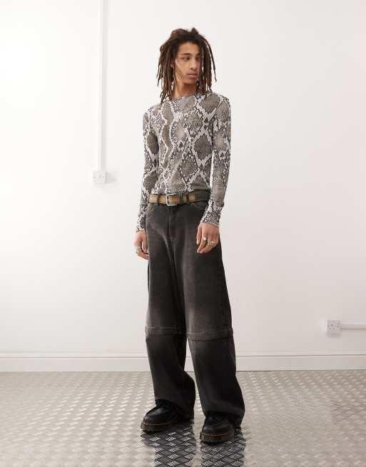 COLLUSION long sleeve t-shirt in snake print tissue mesh | ASOS