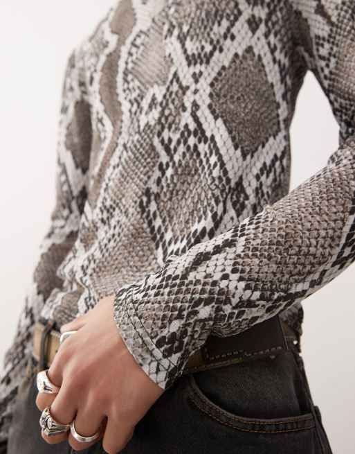 COLLUSION long sleeve t-shirt in snake print tissue mesh | ASOS