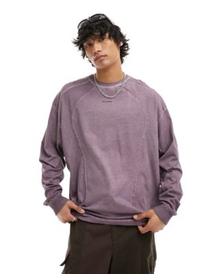 COLLUSION long sleeve t-shirt in wash purple with graphic
