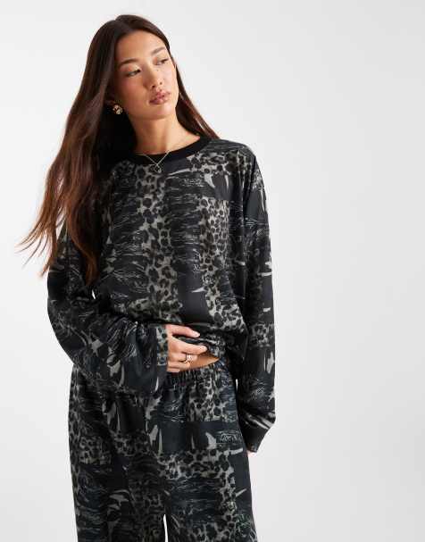 COLLUSION long sleeve t-shirt in washed tiger camo print - view 1