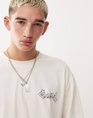 Collusion Long Sleeve T-shirt With Front And Back Print In White