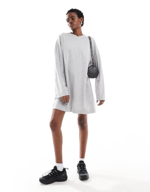 Long sleeve v neck t shirt dress clearance
