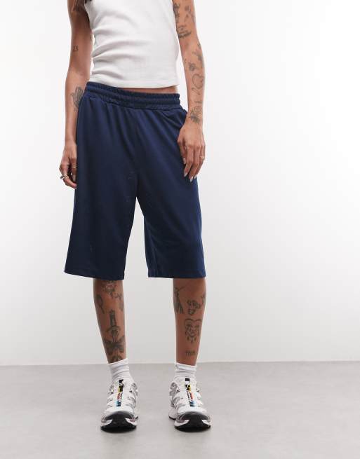 COLLUSION longline baggy airtex jorts in navy, 2 of 5