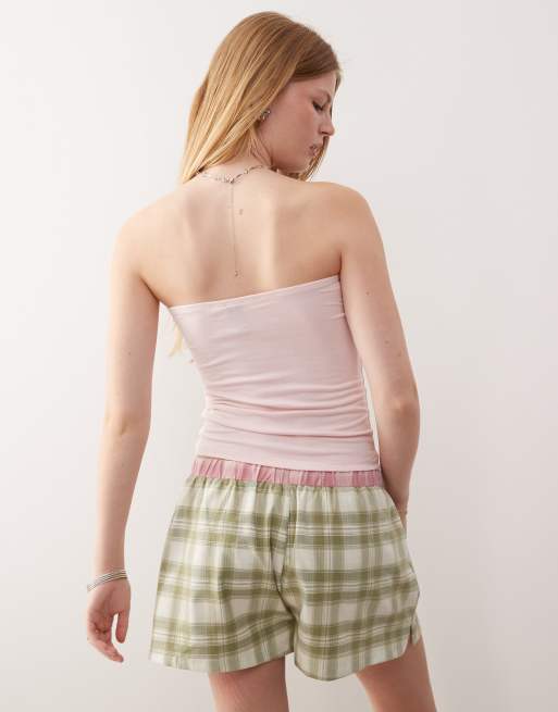 COLLUSION longline bandeau top in soft pink