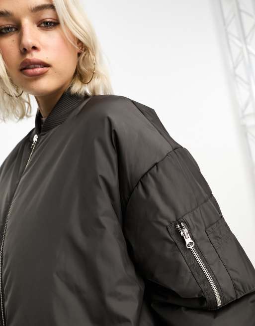 Women's longline bomber outlet jacket