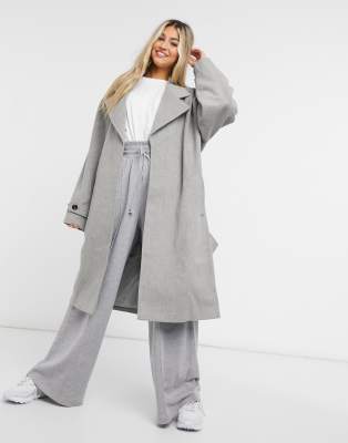 longline grey wool coat