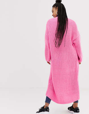 pink longline cardigan