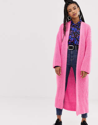 pink longline cardigan