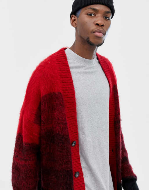 COLLUSION longline cardigan in red