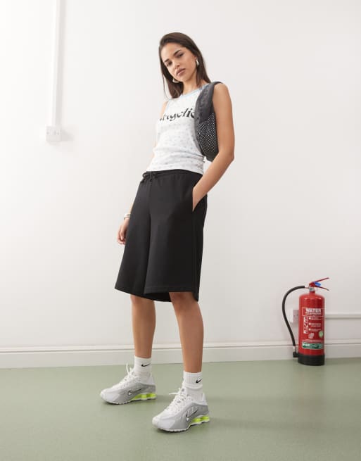 COLLUSION longline jogger short in grey marl