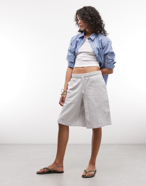 COLLUSION longline jogger short in grey marl