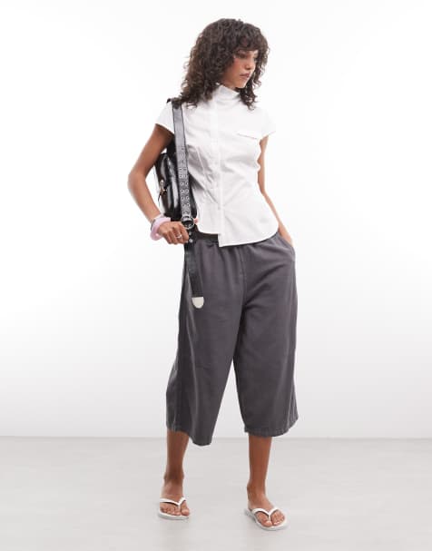 COLLUSION longline jorts in charcoal - view 1