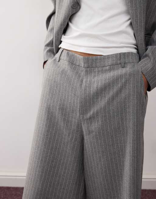 COLLUSION longline tailored pinstripe shorts in stone (part of a set), 5 of 5