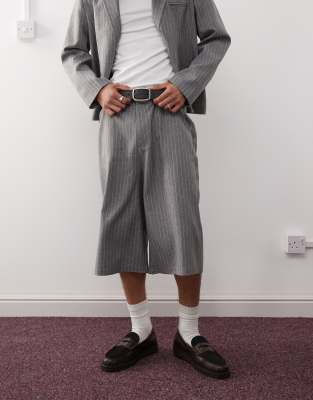 Collusion Longline Tailored Pinstriped Shorts