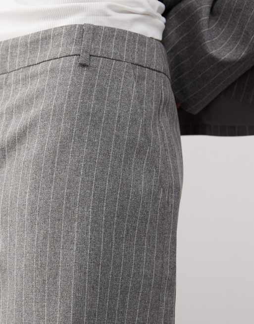 COLLUSION longline tailored pinstriped shorts in stone - part of a set, 3 of 5