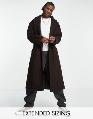 COLLUSION longline textured overcoat in brown
