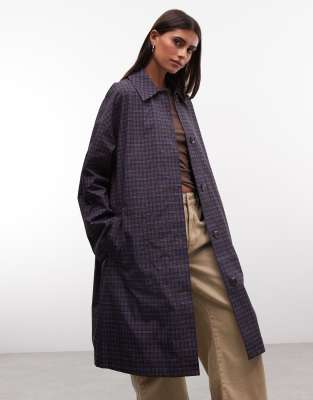 Collusion Longline Trench Coat In Brown