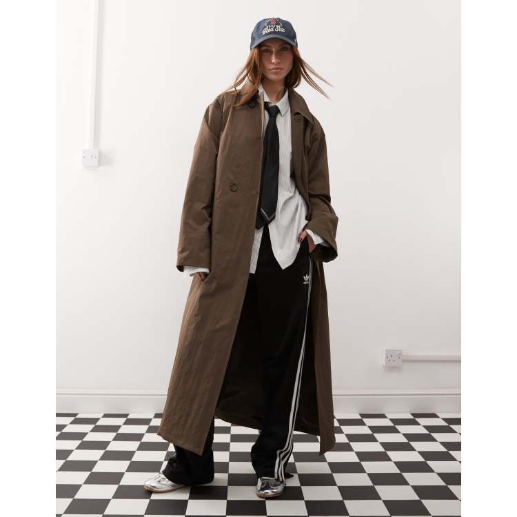 COLLUSION longline trench jacket in brown | ASOS
