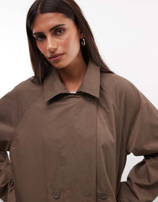 COLLUSION longline trench jacket in brown, 2 of 4