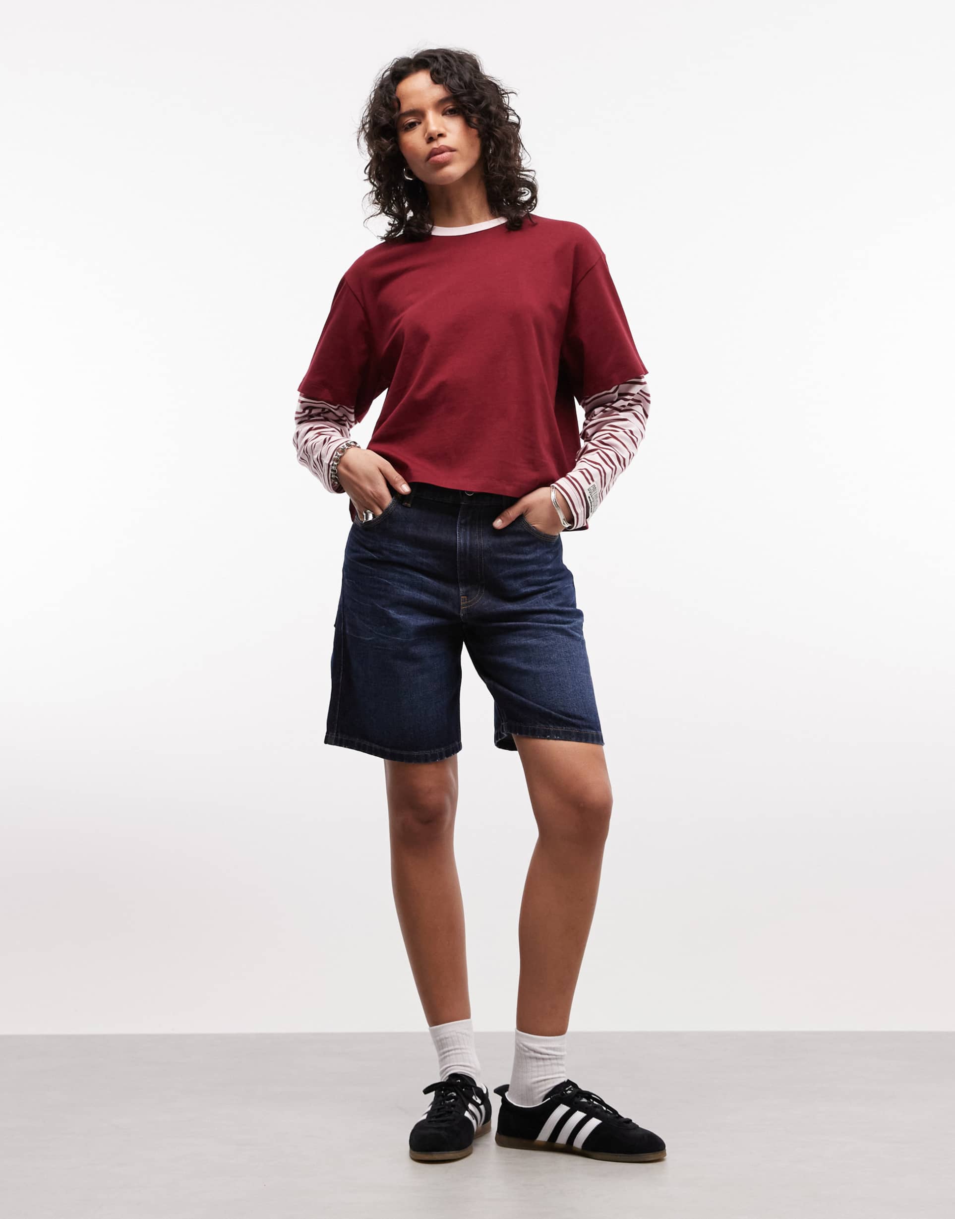 collusion loose denim jorts in rinsewash