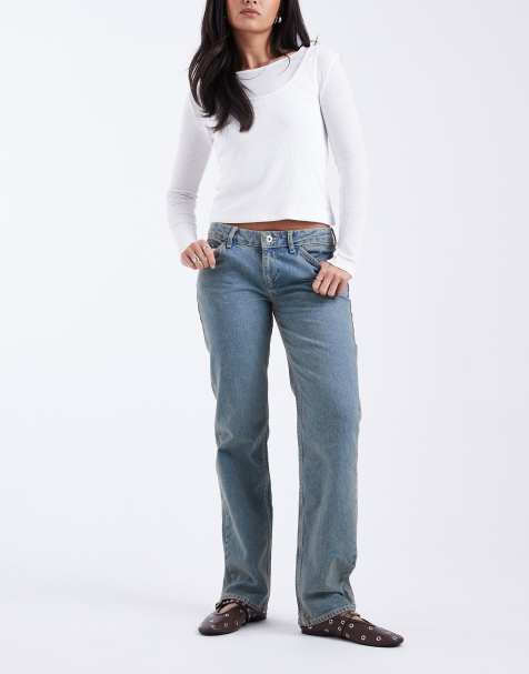 COLLUSION – Loose-Fit-Jeans in Dirty-Blau mit niedrigem Bund - view 1