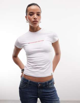 Collusion Love Is Stronger Than Hate Slogan Tee In White