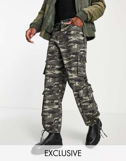 Low Rise Camo Print Cargo Pants